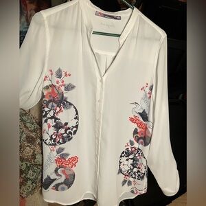 DESIGUAL / Japanese Art Print Long Sleeve Blouse